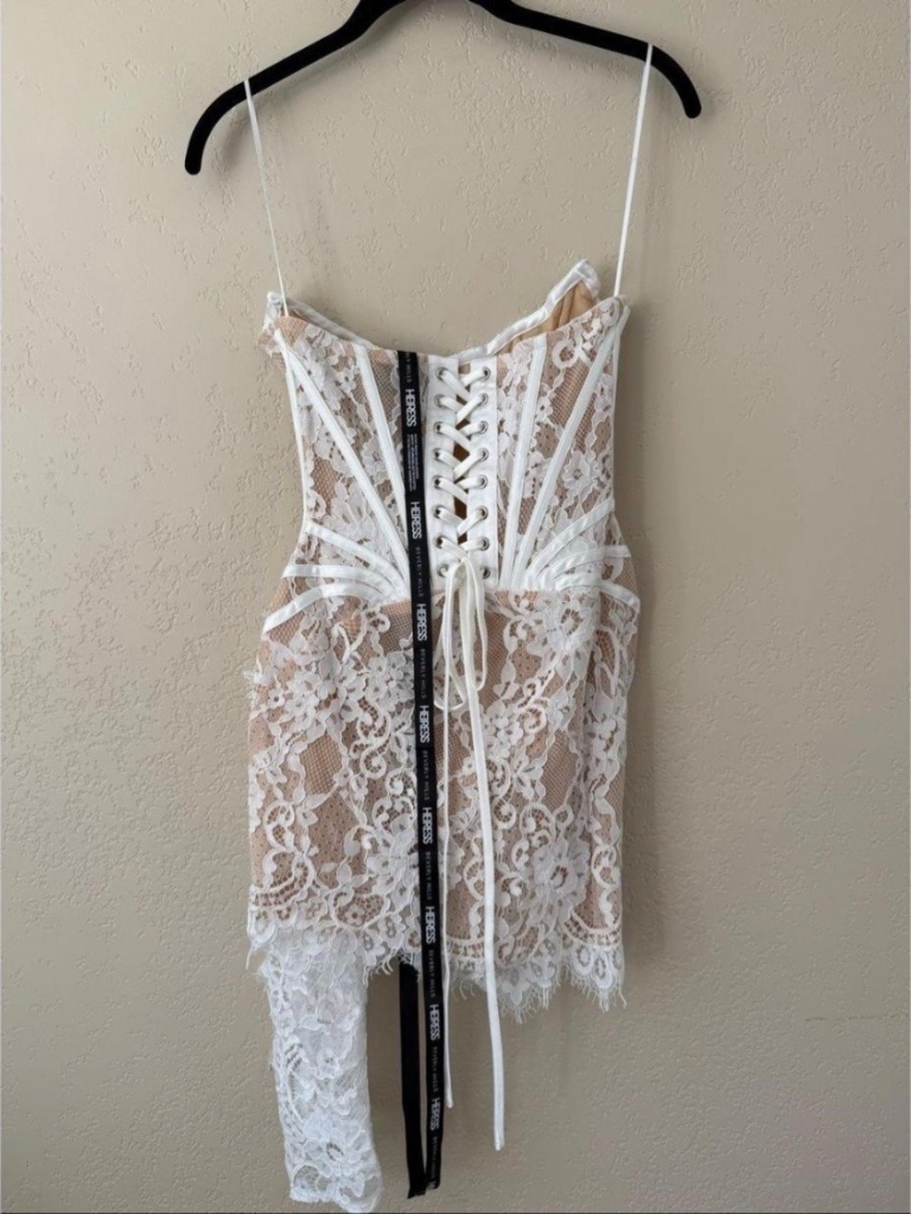 Heiress Beverly Hills Lace Corset Mini Dress with Satin Detailing - Picture 4 of 6